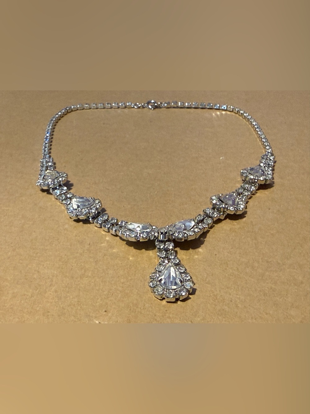 Vintage Vlear Rhinestone Lariat Necklace